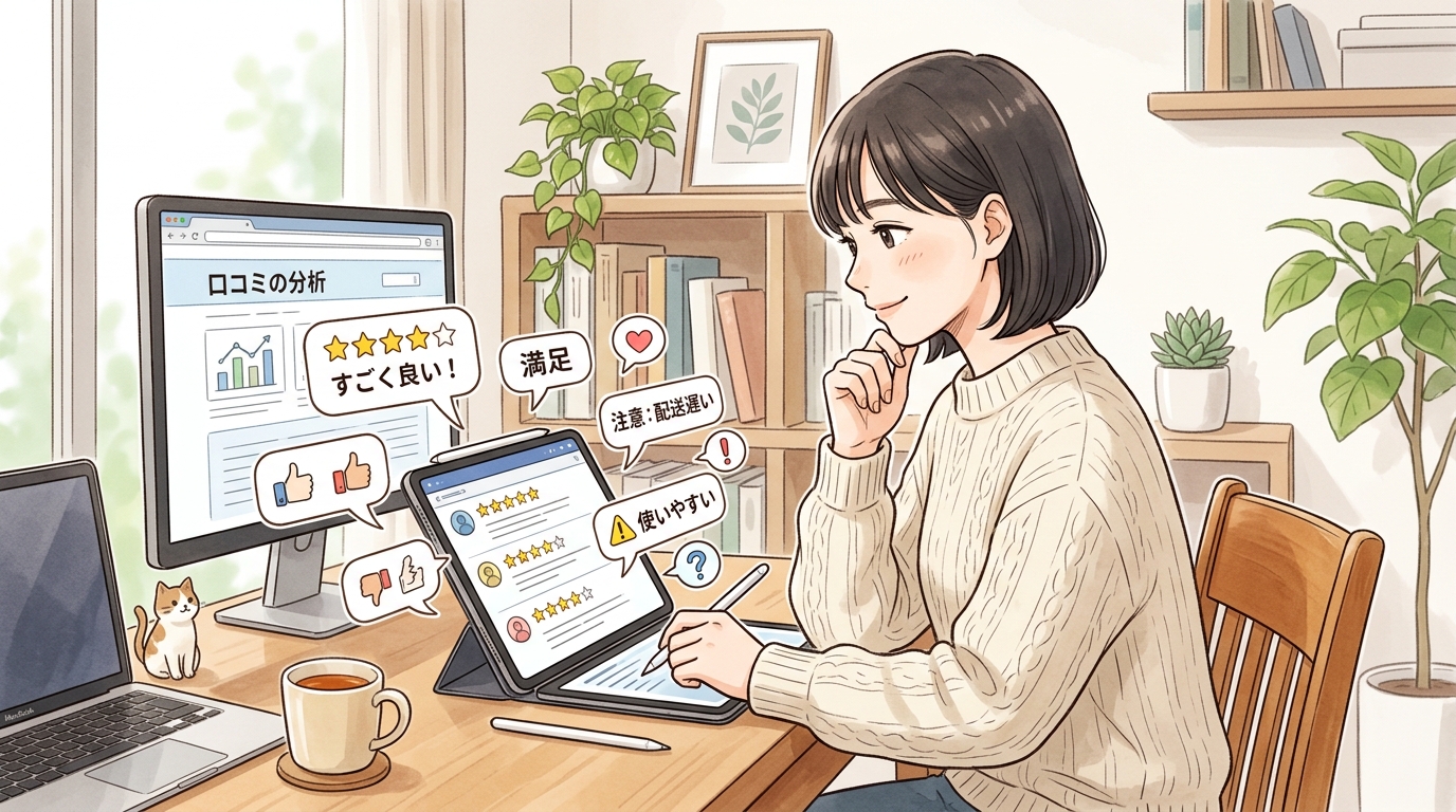 フリーランスエージェントの口コミ・評判の満足度評価や分析データを確認する女性