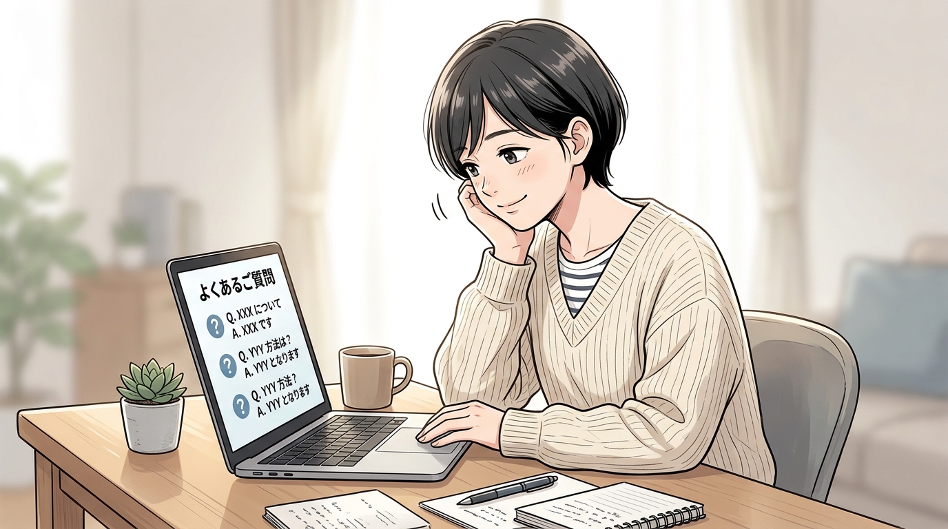 フリーランスボードの退会手続きやアカウント削除に関するよくある質問（FAQ）を確認する女性